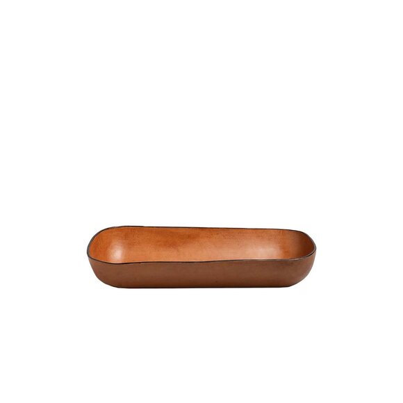 Hunting Season Molded Leather Oversized Oval Bowl in Cognac - Picture 3 of 6